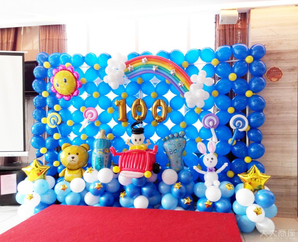 生日宴会布置装饰背景墙 宝宝气球男孩主题儿童百日周岁派对用品
